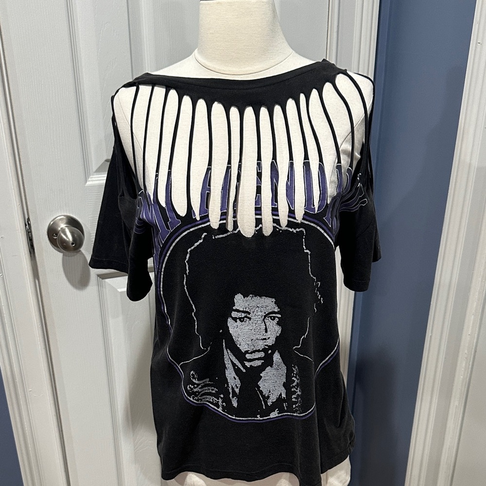Black Graphic Cut-Out Women Top